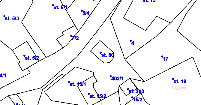 Parcela st. 60 v KÚ Staměřice, Katastrální mapa