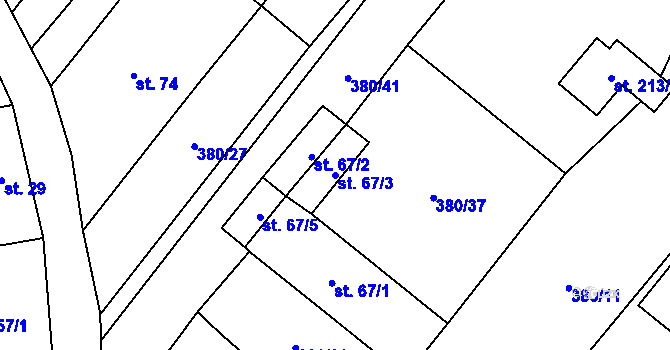 Parcela st. 67/3 v KÚ Staměřice, Katastrální mapa