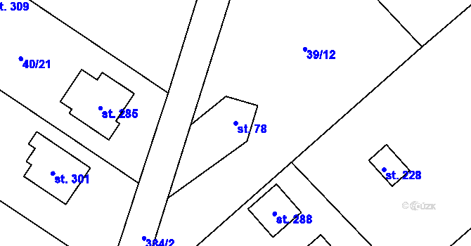 Parcela st. 78 v KÚ Staměřice, Katastrální mapa