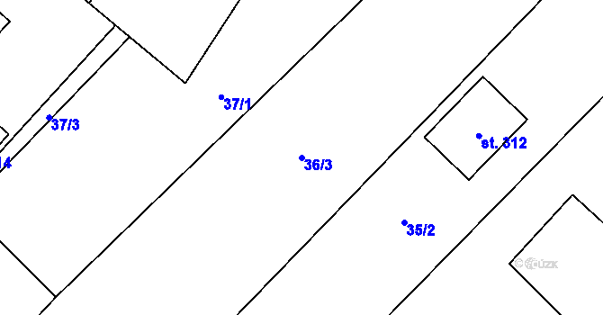 Parcela st. 36/3 v KÚ Staměřice, Katastrální mapa