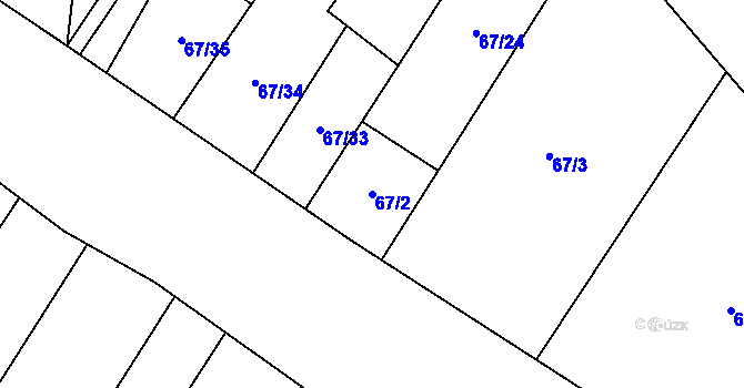 Parcela st. 67/2 v KÚ Staměřice, Katastrální mapa