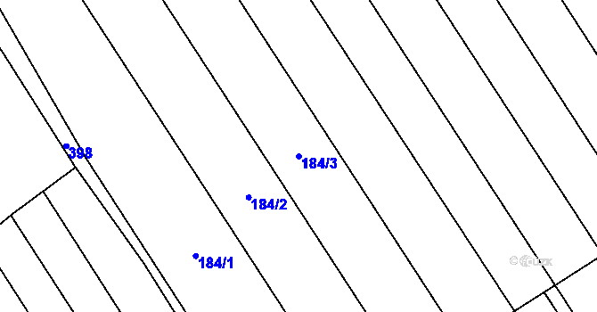 Parcela st. 184/3 v KÚ Staměřice, Katastrální mapa