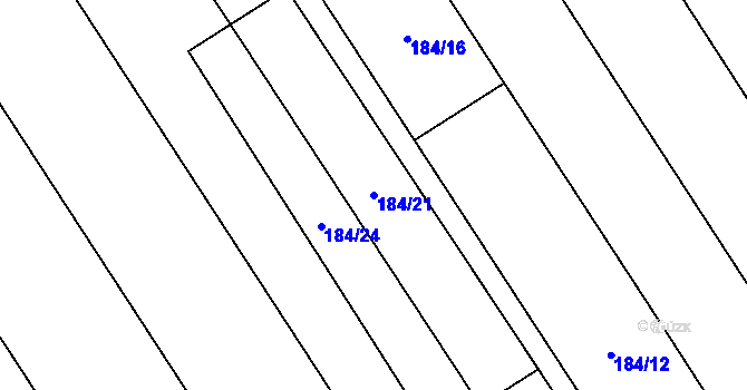 Parcela st. 184/21 v KÚ Staměřice, Katastrální mapa