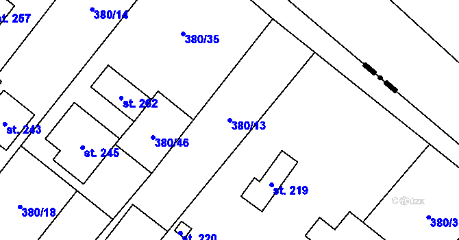 Parcela st. 380/13 v KÚ Staměřice, Katastrální mapa