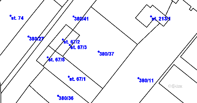 Parcela st. 380/37 v KÚ Staměřice, Katastrální mapa