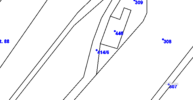 Parcela st. 414/6 v KÚ Staměřice, Katastrální mapa