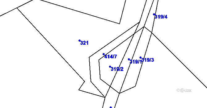 Parcela st. 414/7 v KÚ Staměřice, Katastrální mapa