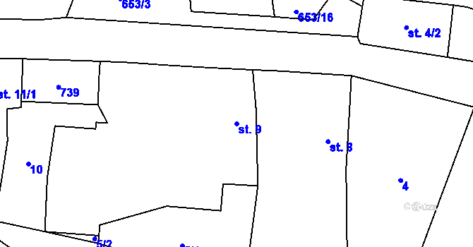 Parcela st. 9 v KÚ Stanětice, Katastrální mapa
