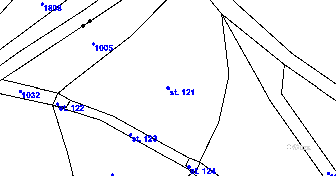Parcela st. 121 v KÚ Stanětice, Katastrální mapa