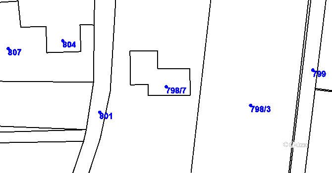 Parcela st. 798/7 v KÚ Stanislavice, Katastrální mapa