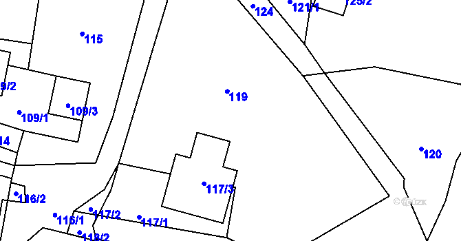 Parcela st. 119 v KÚ Stanislavice, Katastrální mapa