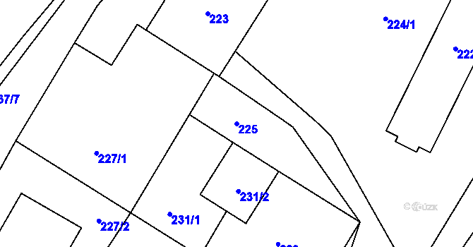 Parcela st. 225 v KÚ Stanislavice, Katastrální mapa