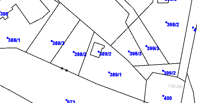 Parcela st. 389/2 v KÚ Stanislavice, Katastrální mapa