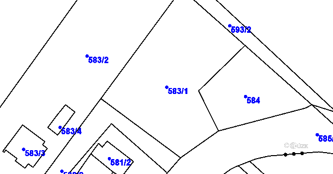 Parcela st. 583/1 v KÚ Stanislavice, Katastrální mapa