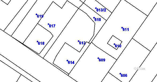 Parcela st. 612 v KÚ Stanislavice, Katastrální mapa