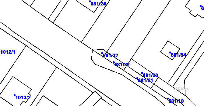 Parcela st. 681/32 v KÚ Stanislavice, Katastrální mapa