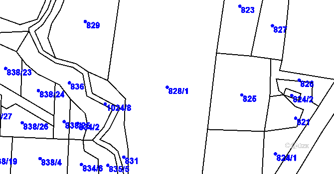 Parcela st. 828/1 v KÚ Stanislavice, Katastrální mapa