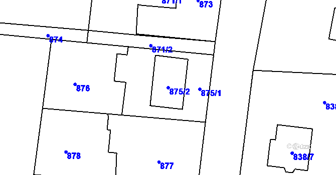 Parcela st. 875/2 v KÚ Stanislavice, Katastrální mapa