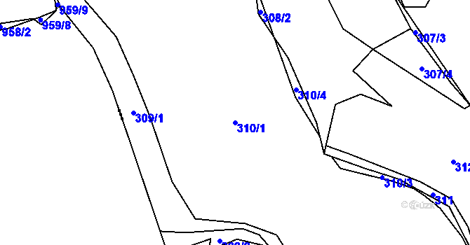 Parcela st. 310/1 v KÚ Stanislavice, Katastrální mapa