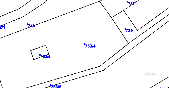 Parcela st. 753/4 v KÚ Stanislavice, Katastrální mapa