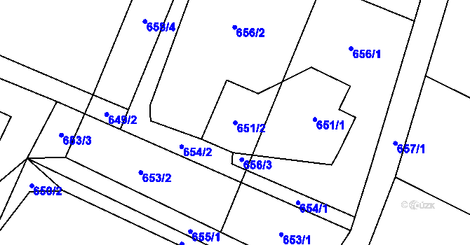 Parcela st. 651/2 v KÚ Stanislavice, Katastrální mapa