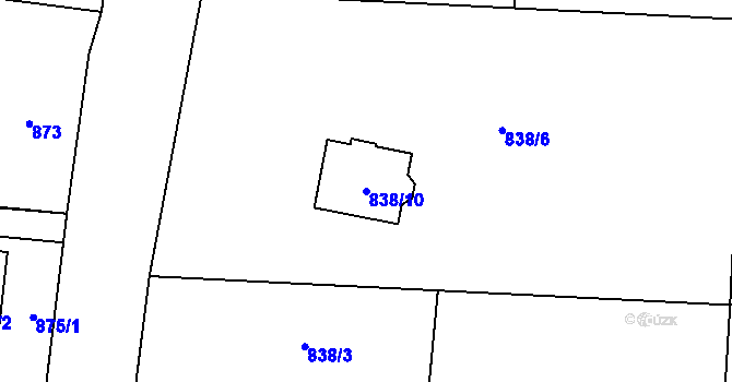 Parcela st. 838/10 v KÚ Stanislavice, Katastrální mapa