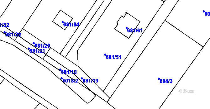 Parcela st. 681/51 v KÚ Stanislavice, Katastrální mapa