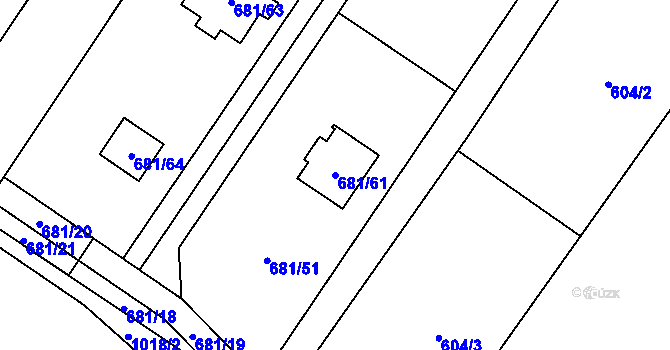 Parcela st. 681/61 v KÚ Stanislavice, Katastrální mapa