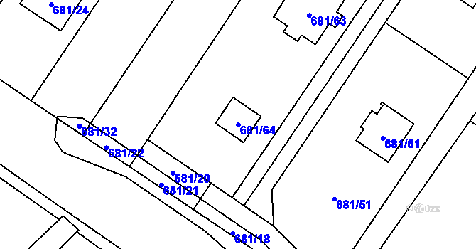 Parcela st. 681/64 v KÚ Stanislavice, Katastrální mapa