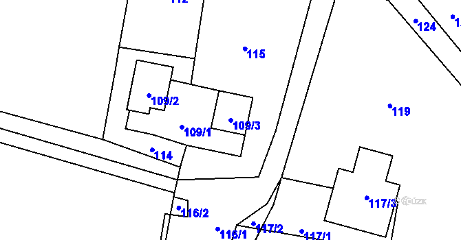Parcela st. 109/3 v KÚ Stanislavice, Katastrální mapa