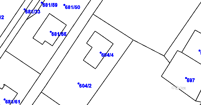 Parcela st. 604/4 v KÚ Stanislavice, Katastrální mapa