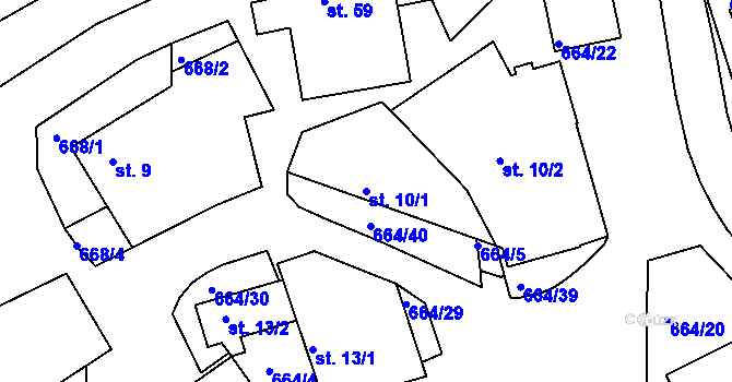 Parcela st. 10/1 v KÚ Staňkov, Katastrální mapa