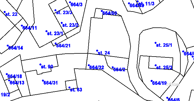 Parcela st. 24 v KÚ Staňkov, Katastrální mapa