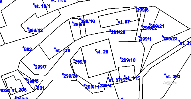 Parcela st. 26 v KÚ Staňkov, Katastrální mapa