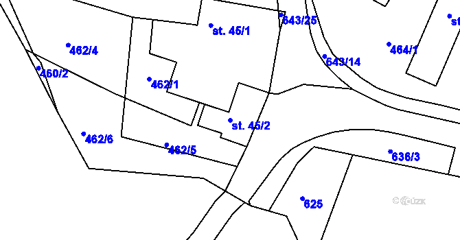 Parcela st. 45/2 v KÚ Staňkov, Katastrální mapa