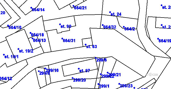 Parcela st. 63 v KÚ Staňkov, Katastrální mapa
