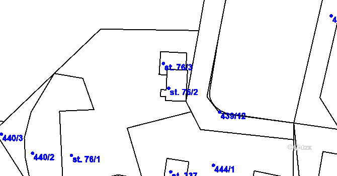Parcela st. 76/2 v KÚ Staňkov, Katastrální mapa