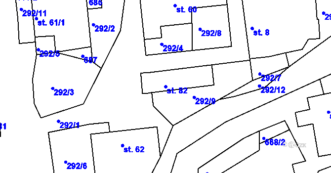 Parcela st. 82 v KÚ Staňkov, Katastrální mapa