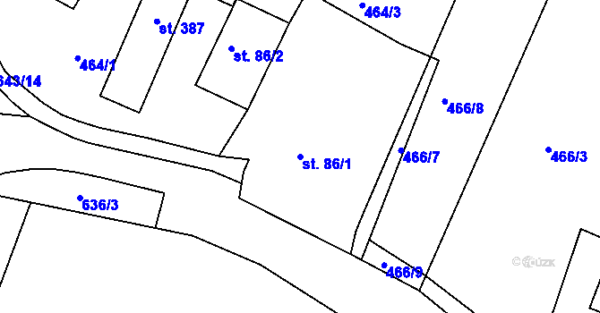 Parcela st. 86/1 v KÚ Staňkov, Katastrální mapa