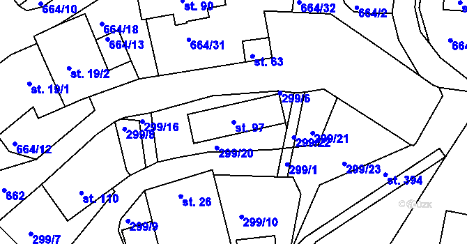 Parcela st. 97 v KÚ Staňkov, Katastrální mapa