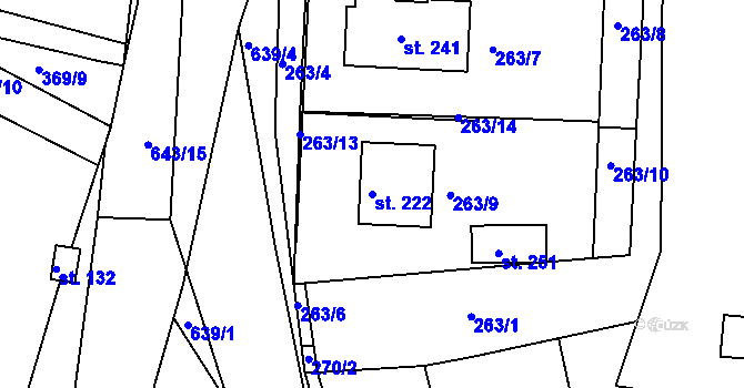Parcela st. 222 v KÚ Staňkov, Katastrální mapa