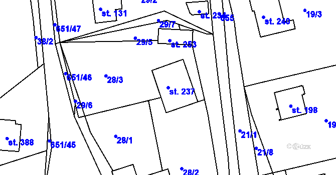 Parcela st. 237 v KÚ Staňkov, Katastrální mapa