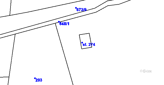 Parcela st. 274 v KÚ Staňkov, Katastrální mapa