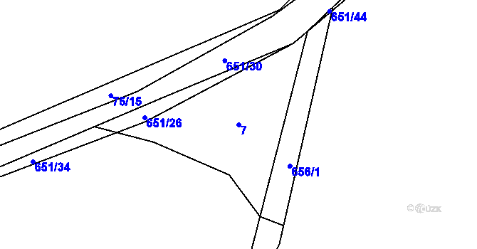 Parcela st. 7 v KÚ Staňkov, Katastrální mapa