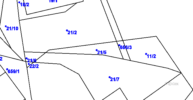 Parcela st. 21/5 v KÚ Staňkov, Katastrální mapa