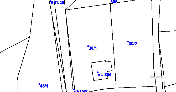 Parcela st. 30/1 v KÚ Staňkov, Katastrální mapa
