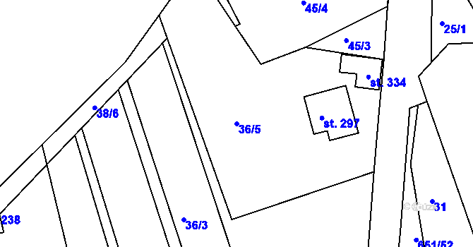 Parcela st. 36/5 v KÚ Staňkov, Katastrální mapa