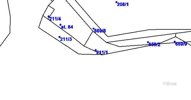 Parcela st. 211/1 v KÚ Staňkov, Katastrální mapa