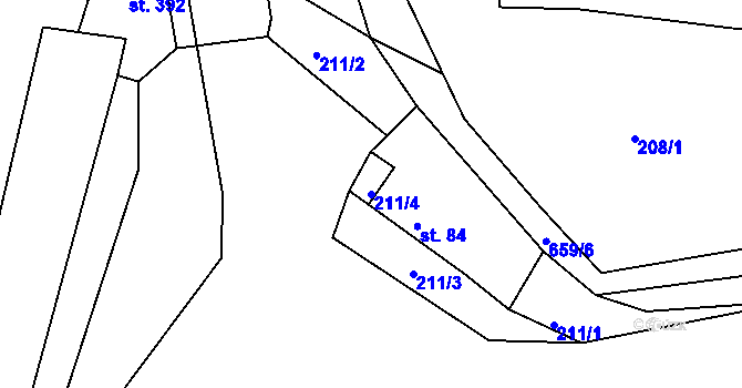 Parcela st. 211/4 v KÚ Staňkov, Katastrální mapa