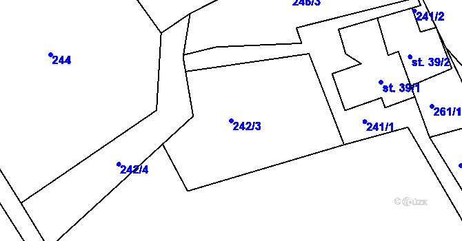 Parcela st. 242/3 v KÚ Staňkov, Katastrální mapa